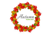 Autumn falling colorful leaves in big circle poster