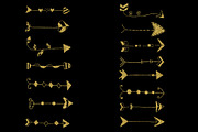 Gold glitter arrows clipart set 