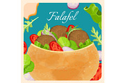 Falafel exotic eastern dish with meat and vegetables