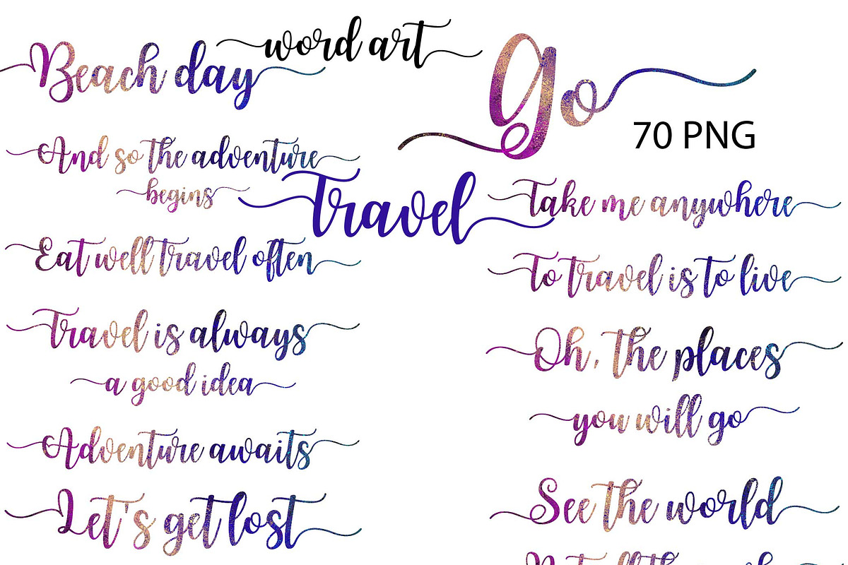 Travel Word Art Clipart in Illustrations - product preview 8