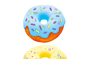 Three donuts with clipping path
