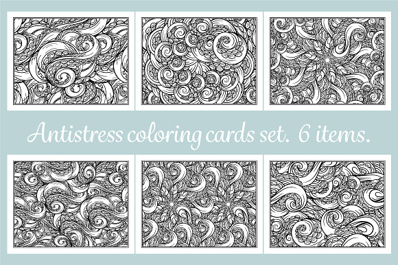 Antistress coloring cards set  in Illustrations - product preview 1