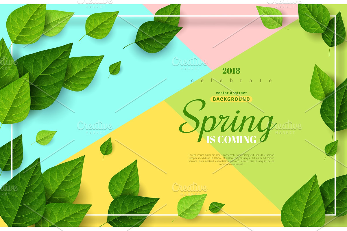 Spring frame with leaves in Illustrations - product preview 8