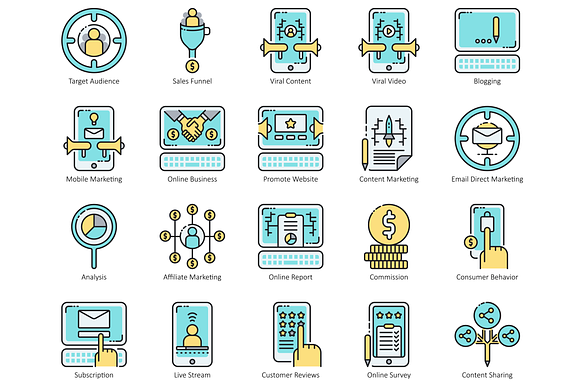 88 Digital Marketing Icons | Aqua in Graphics - product preview 1