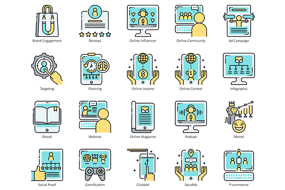 88 Digital Marketing Icons | Aqua in Graphics - product preview 2