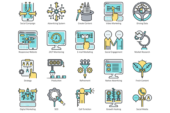 88 Digital Marketing Icons | Aqua in Graphics - product preview 3
