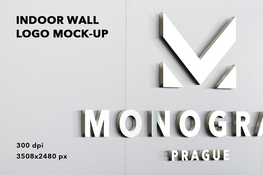 Indoor Wall Logo Mockup Badge 3d Creative Product Mockups