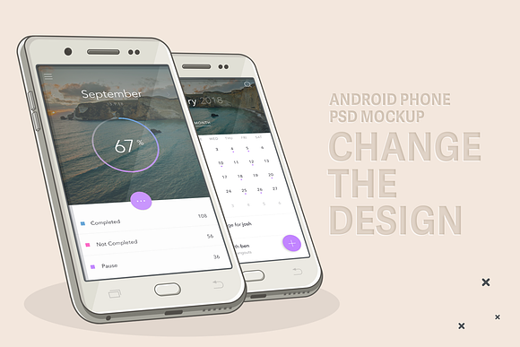 Illustrated Cell Phone Mockup in Mobile & Web Mockups - product preview 1