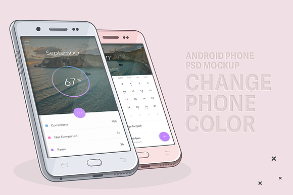 Illustrated Cell Phone Mockup in Mobile & Web Mockups - product preview 2
