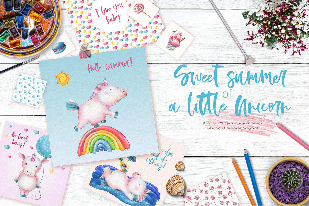 Sweet Summer of a Little Unicorn set in Illustrations - product preview 8