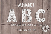 Alphabet template for paper cutting.