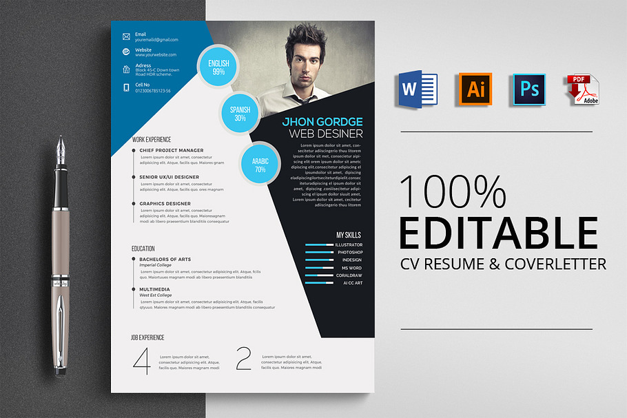 Resume CV Word Template in Resume Templates - product preview 8
