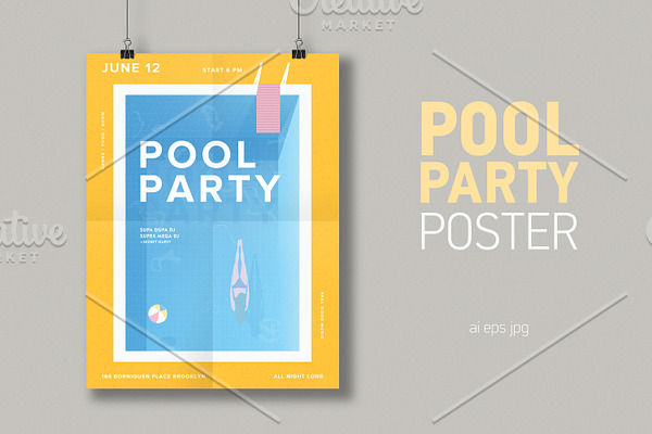 Pool party vertical poster