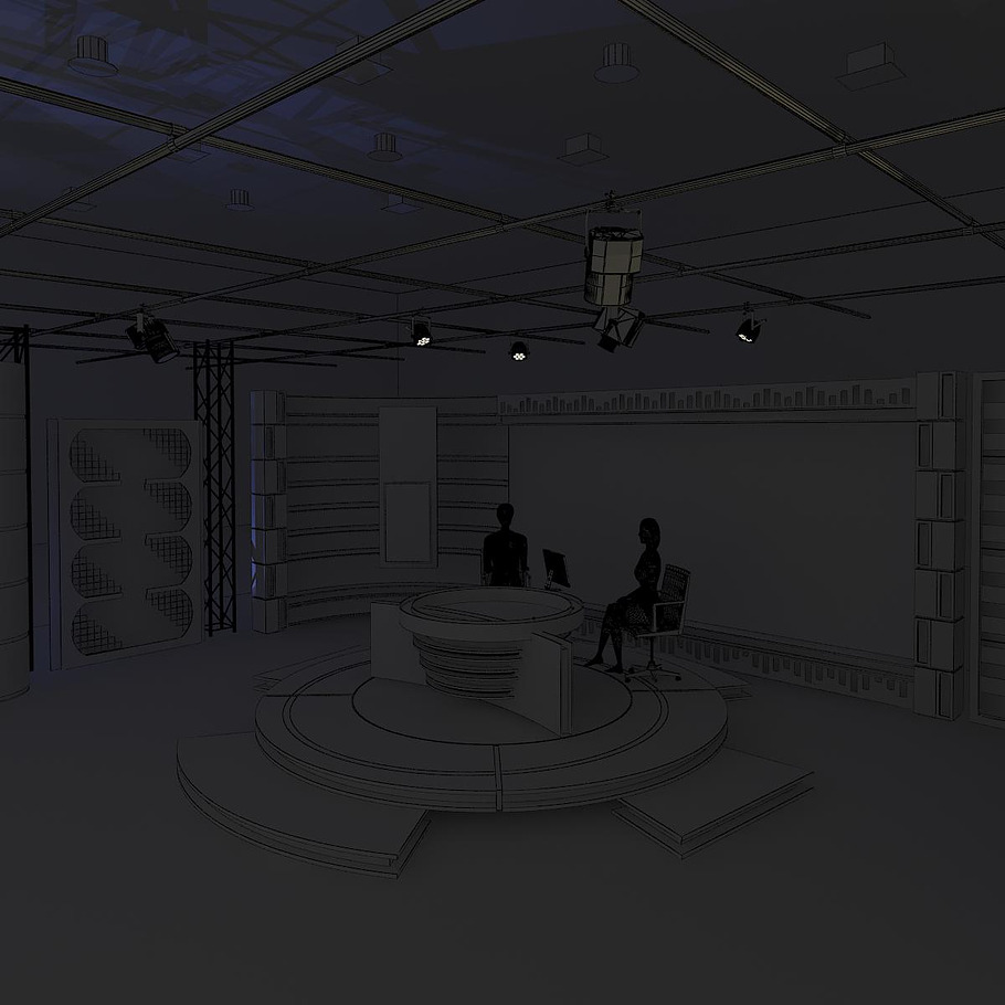 Virtual TV Studio News Set 11 in Architecture - product preview 1