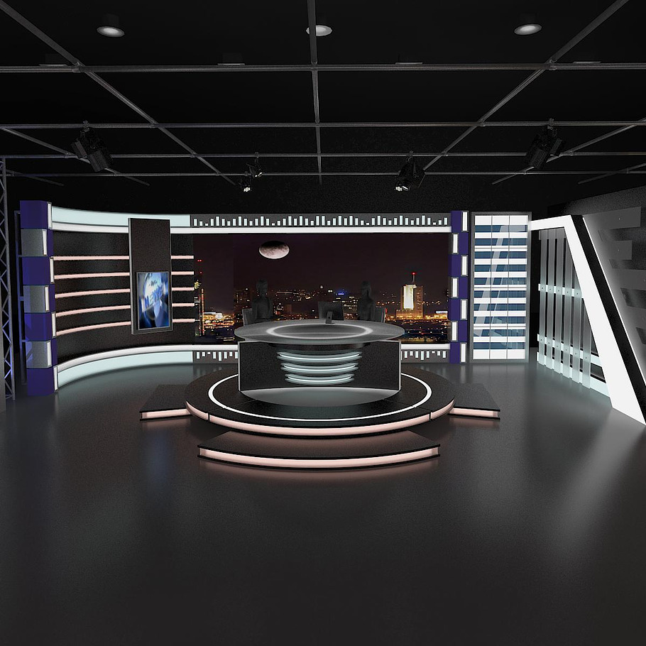 Virtual TV Studio News Set 11 in Architecture - product preview 4