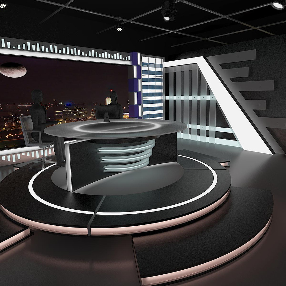 Virtual TV Studio News Set 11 in Architecture - product preview 6