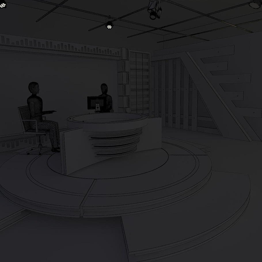 Virtual TV Studio News Set 11 in Architecture - product preview 7