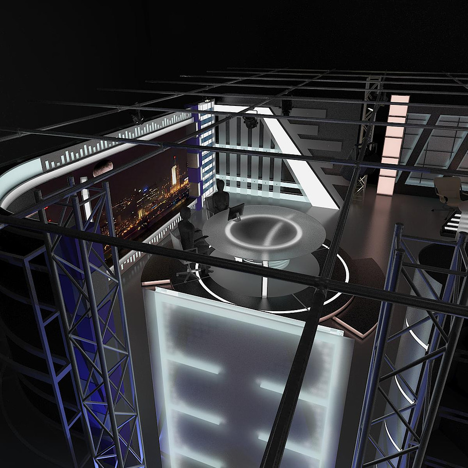 Virtual TV Studio News Set 11 in Architecture - product preview 8