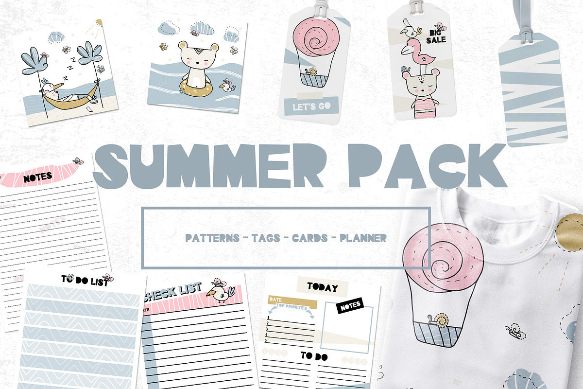 Summer pack, planner, pattern in Objects - product preview 8