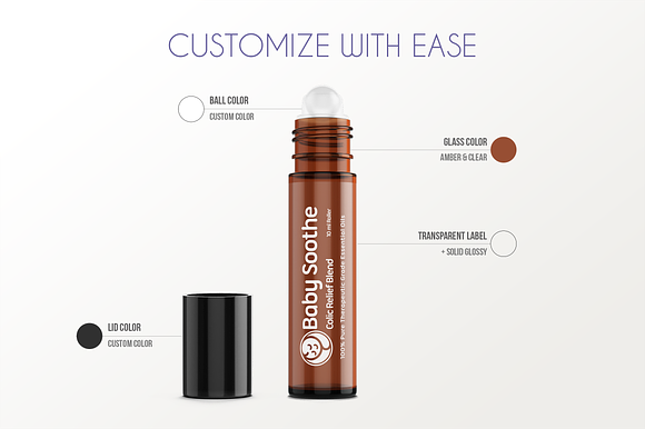 Roll-on Bottle Mockup v. 10ml-B in Product Mockups - product preview 1