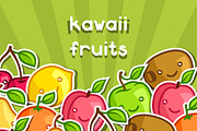 Background with kawaii fruits.