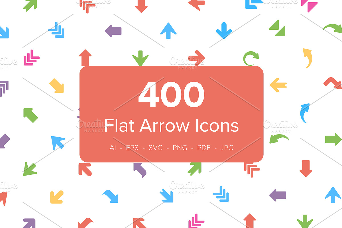 400 Flat Arrows Vector Icons  in Graphics - product preview 8