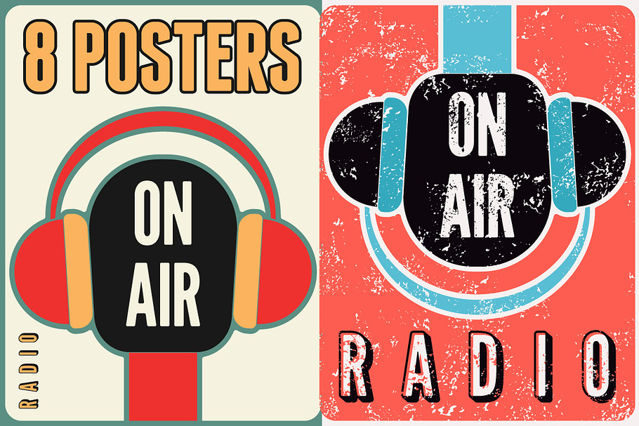 Radio on air typographic poster.