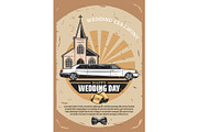 Happy Wedding Day retro greeting card design