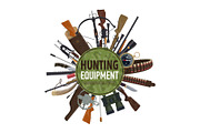 Hunting weapon and equipment poster design