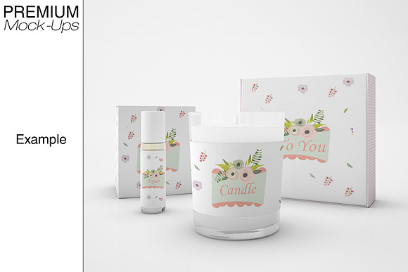 Candle, Cosmetics & Gift Boxes Set in Product Mockups - product preview 4