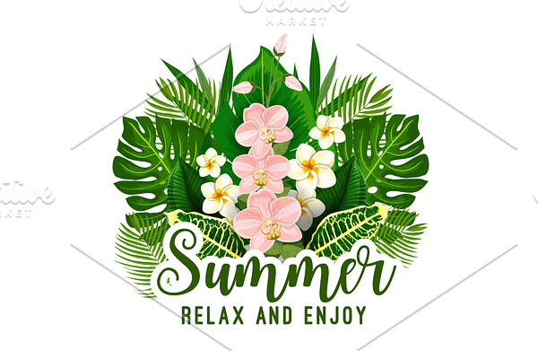 Summer tropical holiday floral poster design