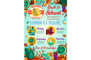 Back to school sale banner with student supplies