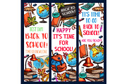 Back to School vector learning sketch banners