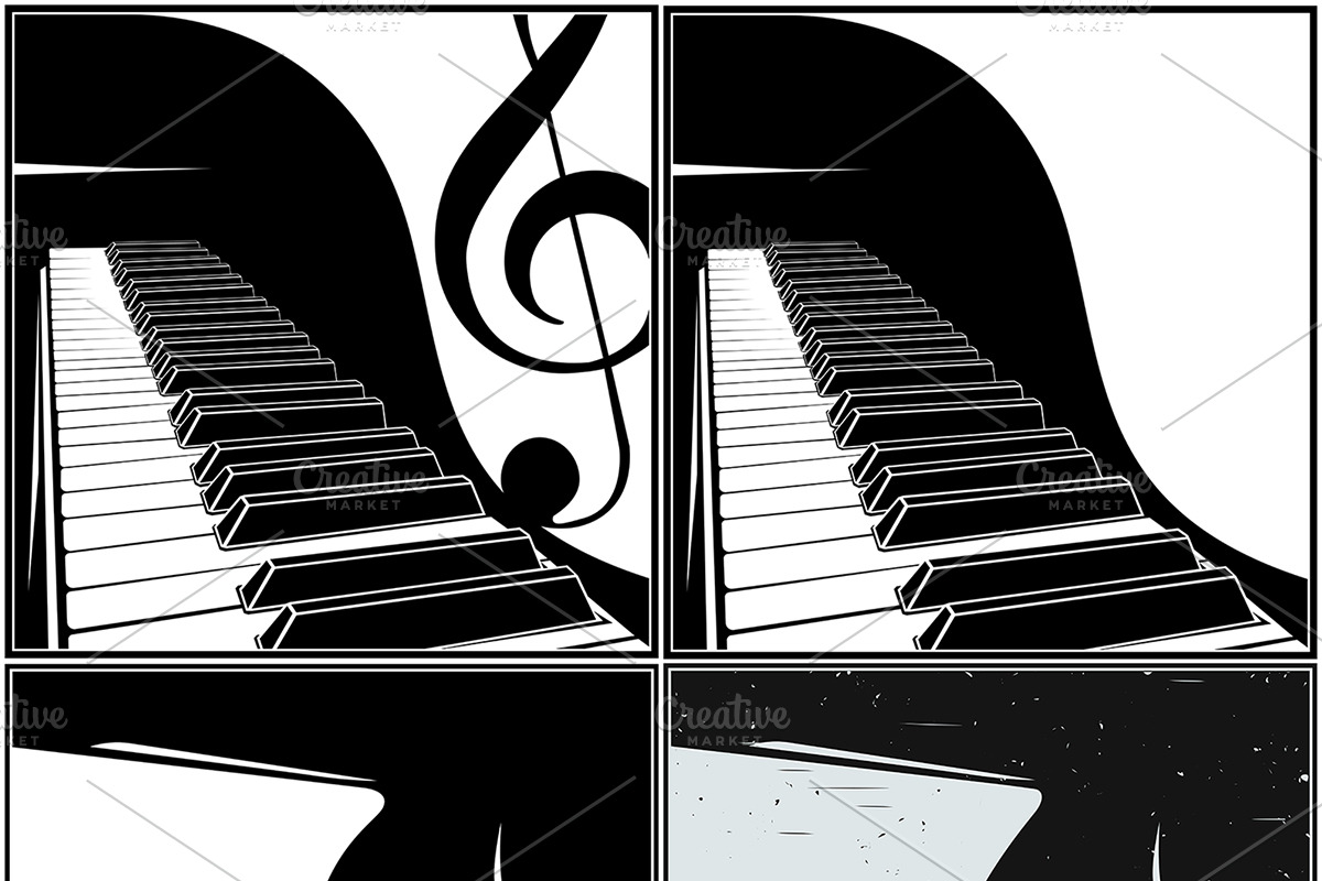 Piano keyboard close-up mini Set in Illustrations - product preview 8