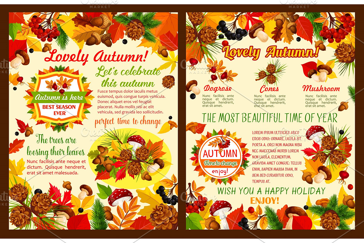 Autumn season celebration poster template set in Illustrations - product preview 8