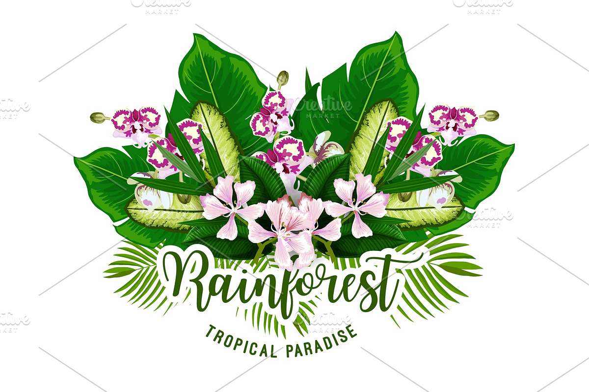 Tropical holiday poster of exotic palm and flower in Illustrations - product preview 8