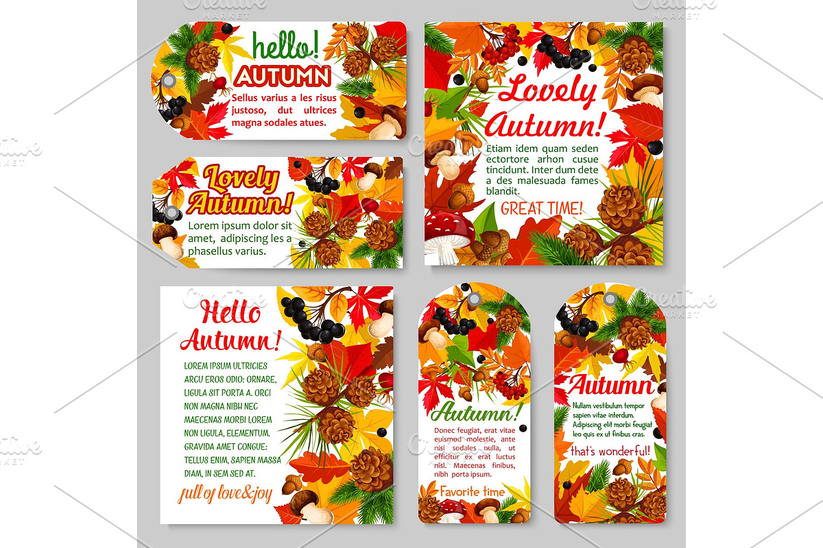 Hello Autumn banner and fall season tag set in Illustrations - product preview 8