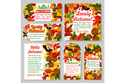 Hello Autumn banner and fall season tag set