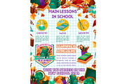 School vector science lessons education poster