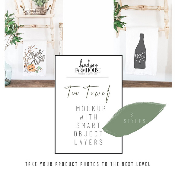 Rustic White Tea Towel Mockup in Templates - product preview 5