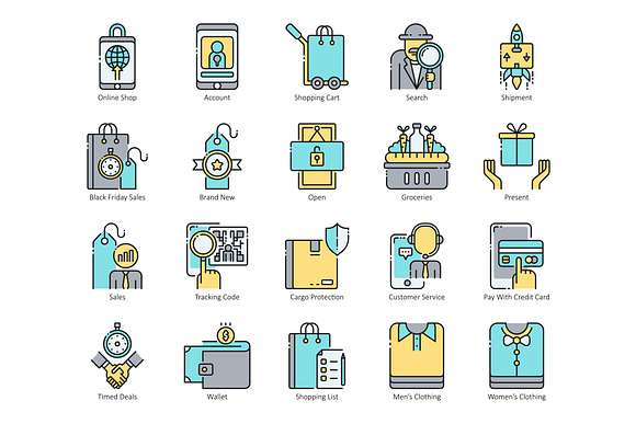 80 Shopping & Commerce Icons | Aqua in Graphics - product preview 2