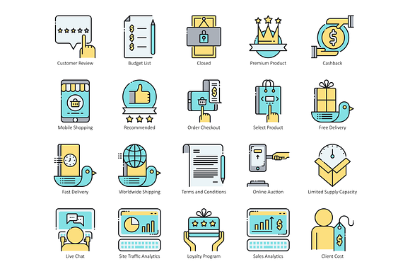 80 Shopping & Commerce Icons | Aqua in Graphics - product preview 4