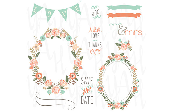 Vintage Wedding Wreath Elements in Illustrations - product preview 1
