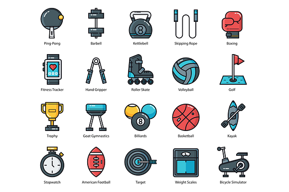 65 Sport Equipment Icons in Graphics - product preview 1