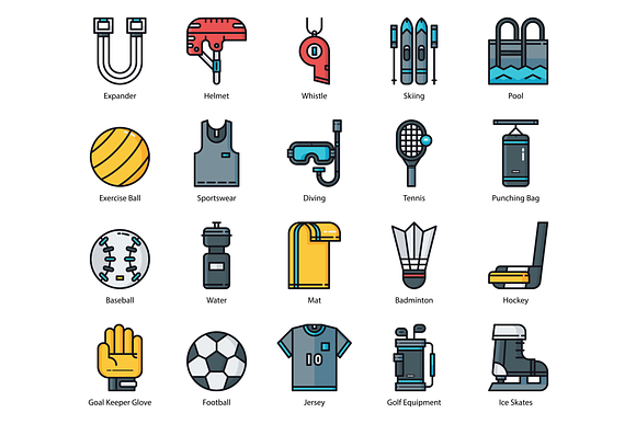65 Sport Equipment Icons in Graphics - product preview 3