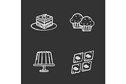 Condectionery chalk icons set