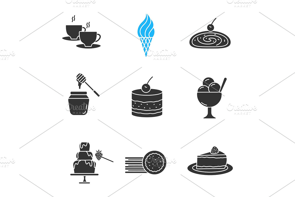 Confectionery glyph icons set in Graphics - product preview 8