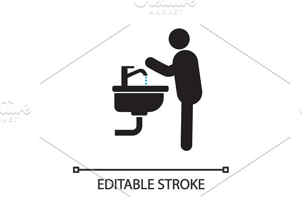 Man washing hands silhouette icon