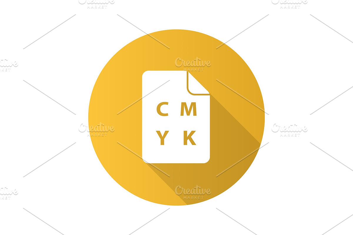 CMYK color circle model flat design long shadow glyph icon in Graphics - product preview 8