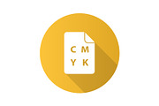 CMYK color circle model flat design long shadow glyph icon